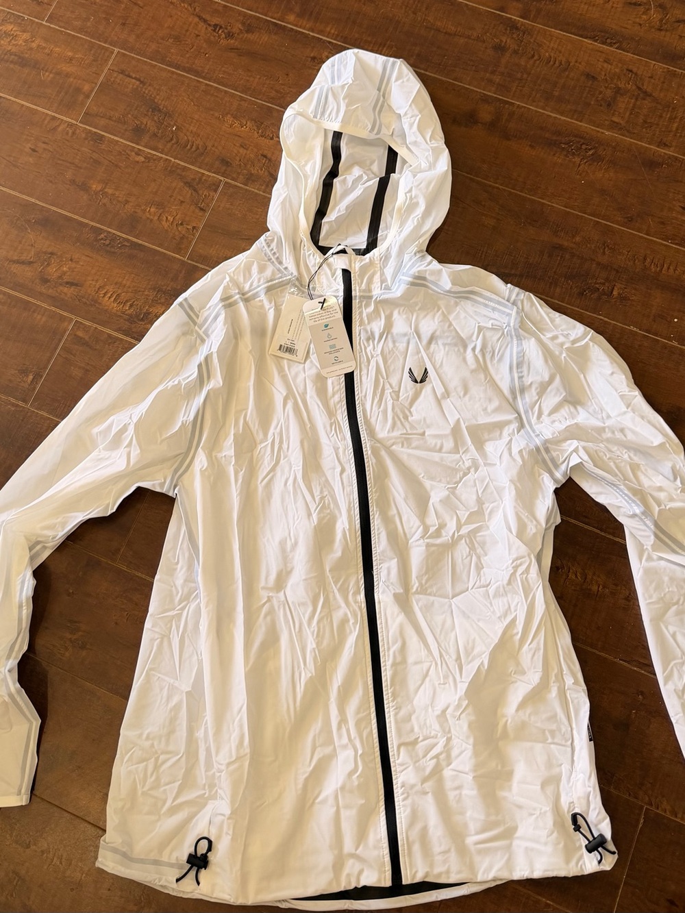 ASRV White Performance Hooded Jacket with Black Trim